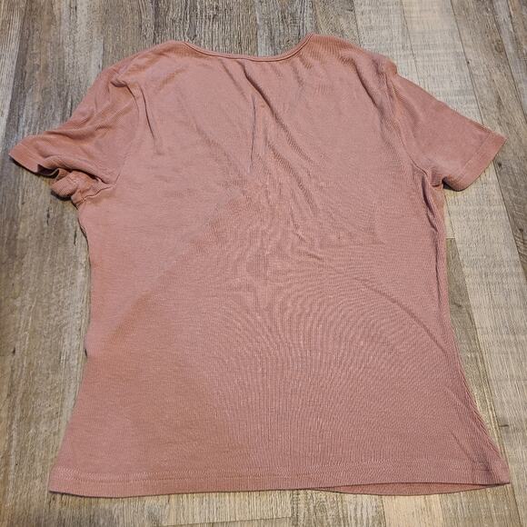 Unknown brand medium women's light salmon pink v-neck blouse - Picture 2 of 7